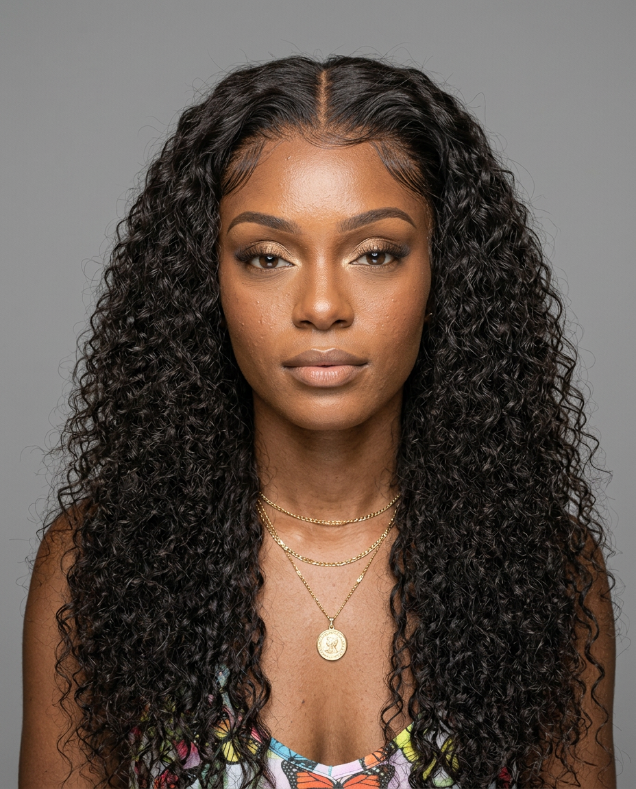 Deep Curly wig styled on model