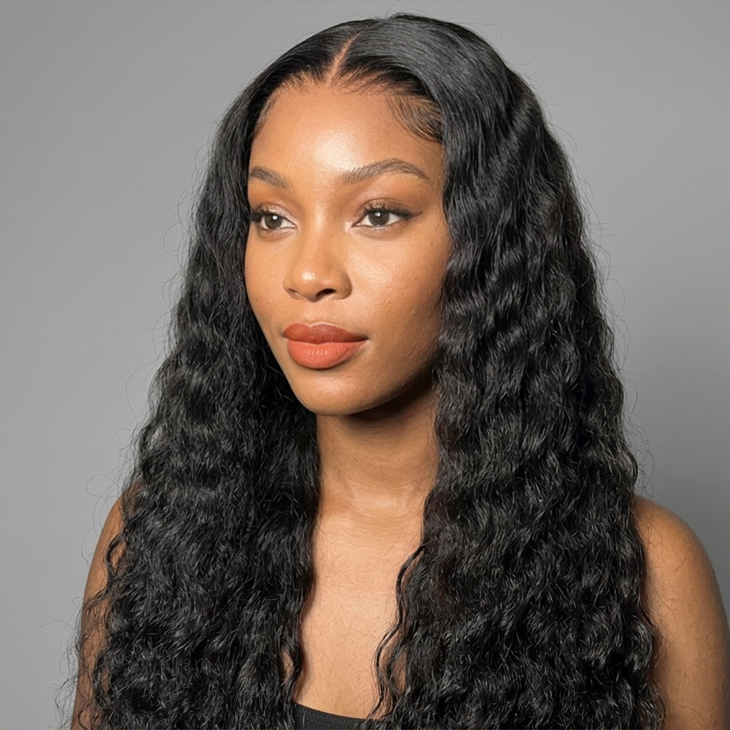 Loose Deep wig styled on model